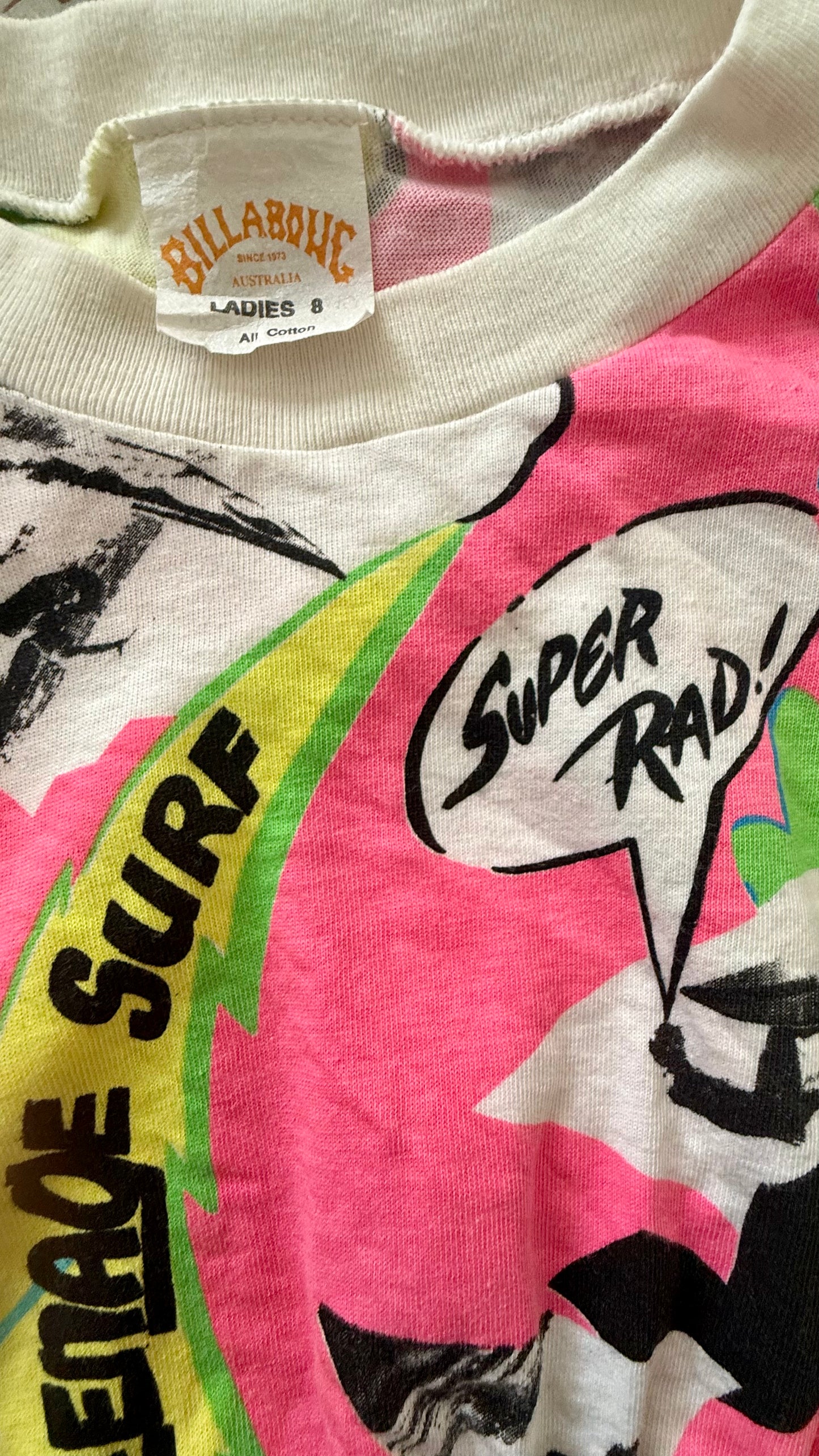 Vintage 80s/90s Fluro Billabong Crop Top