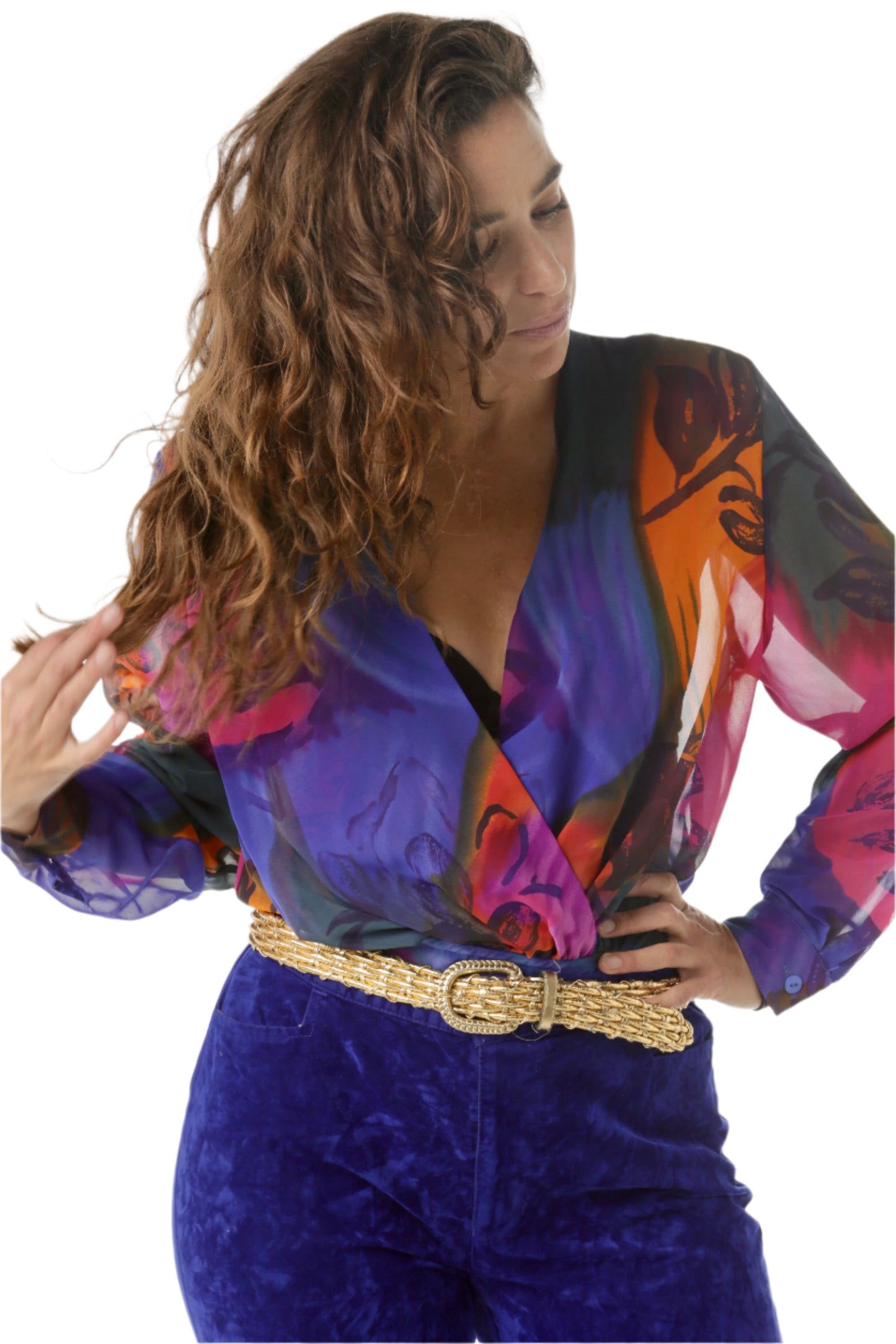 Vintage 80s/90s Sheer Wrap Front Bodysuit