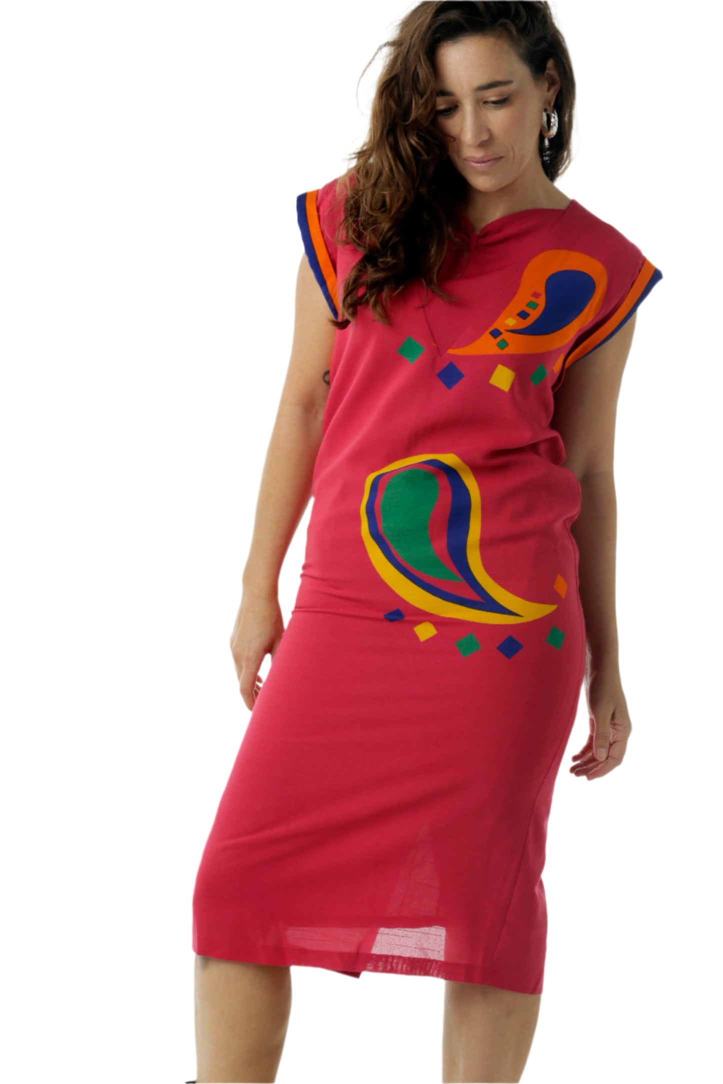 Vintage Pink Shift Graphic Dress