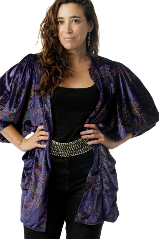 Vintage 80s batwing velvet cardigan