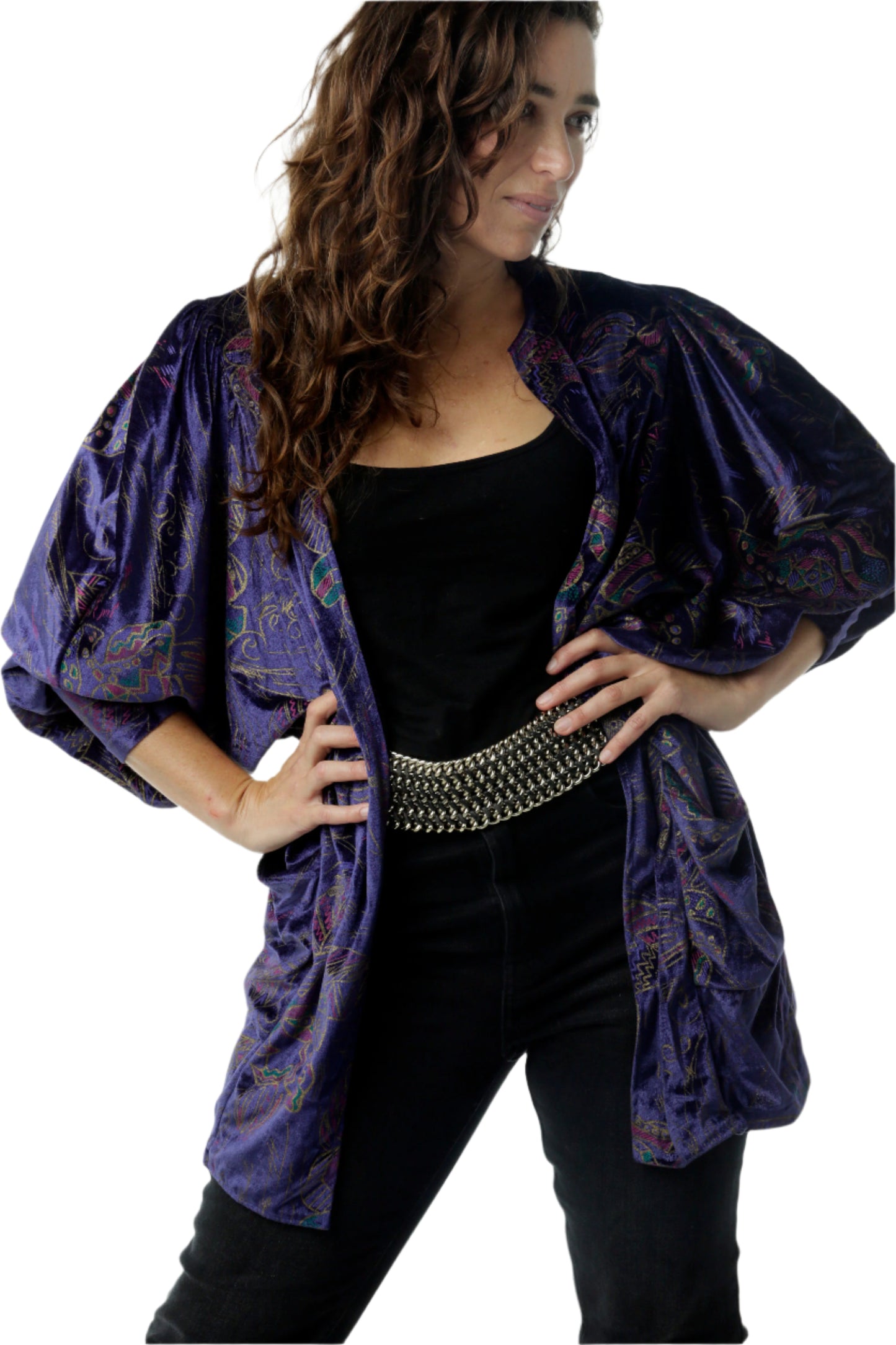 Vintage 80s batwing velvet cardigan